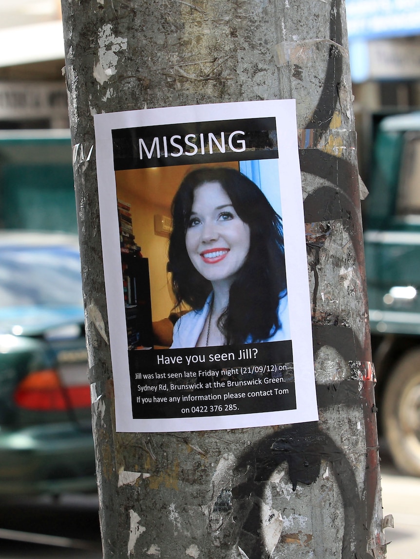 A poster of missing ABC employee Jill Meagher in Brunswick, Melbourne, on September 24, 2012.