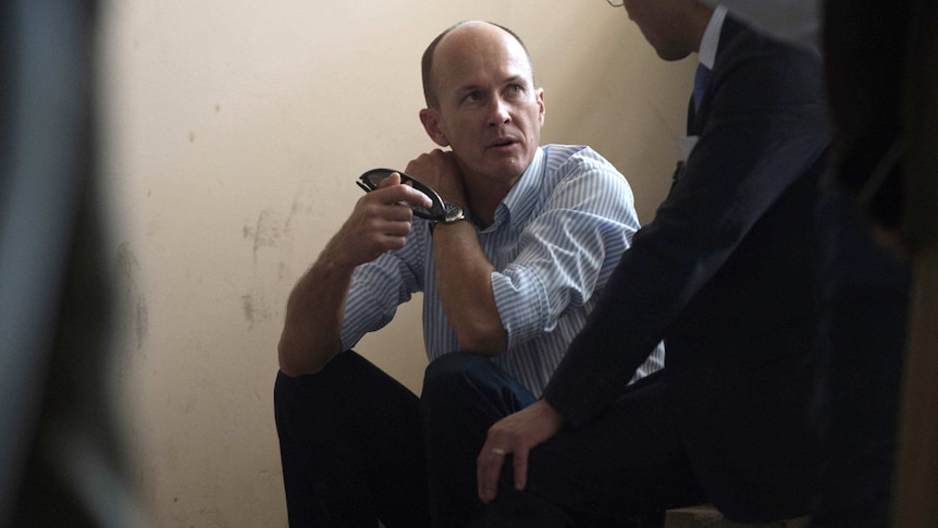 Andrew Greste during a visit to Cairo's Tora prison.
