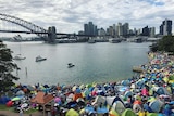 Crowds along Sydney Harbour in preparation for NYE