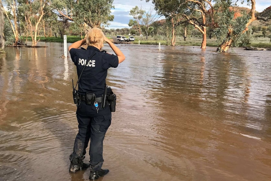 Kirstina Jamieson at Alice Springs flood rescue site