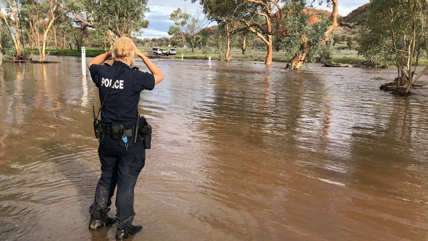 Kirstina Jamieson at Alice Springs flood rescue site