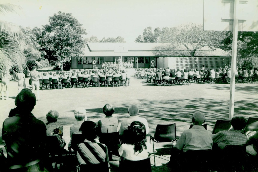 A historic image of Broome Primary School, the towns oldest school.