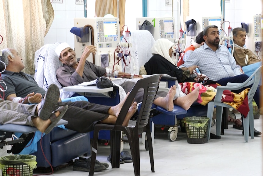 Patients undergo dialysis
