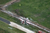 The crew members safely ejected before the plane crashed.