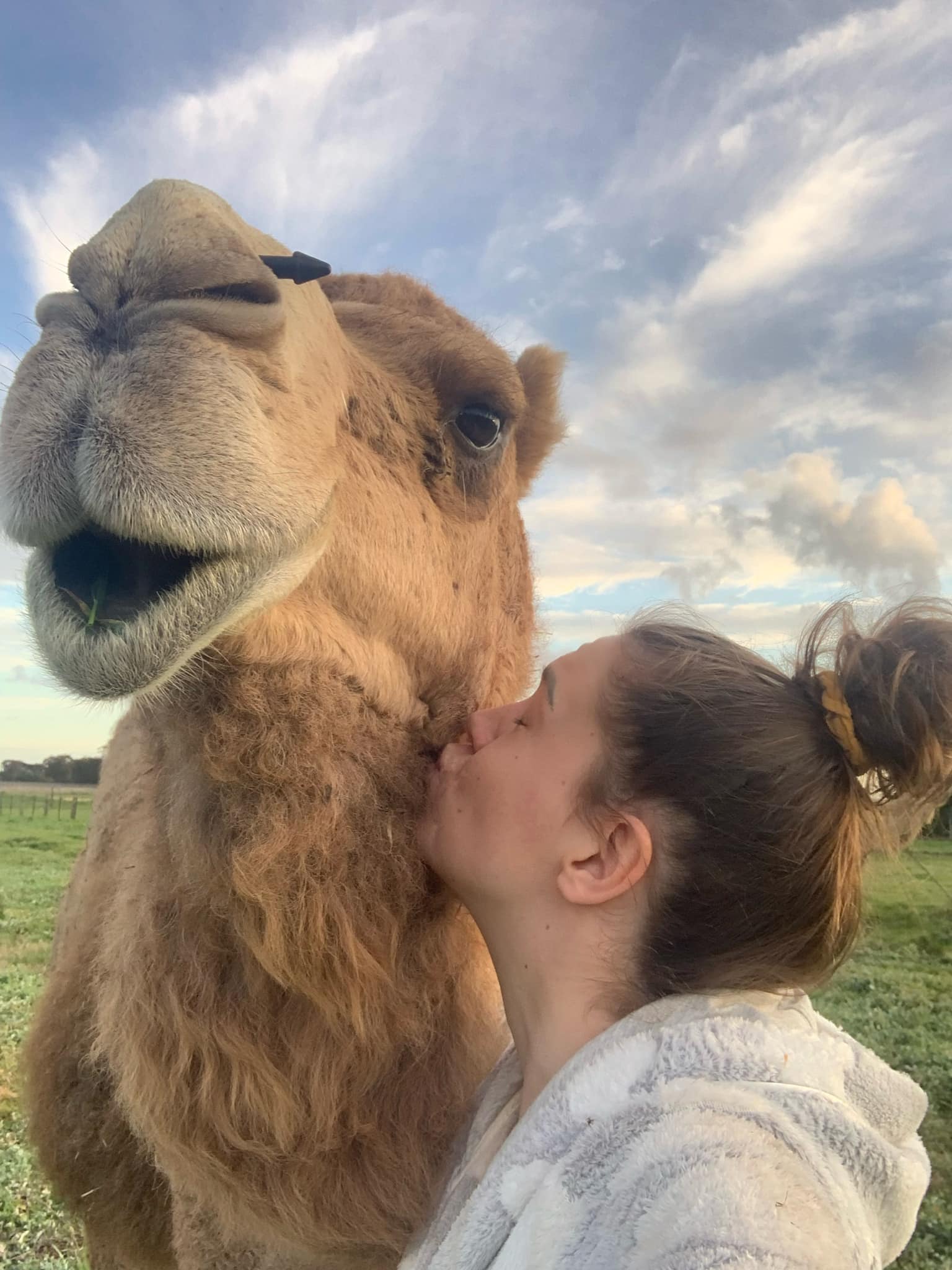 Lauren Wallace kisses a camel