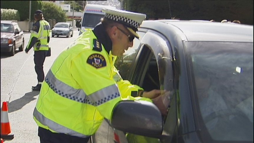 Tasmania Police conduct random breath tests on drivers.