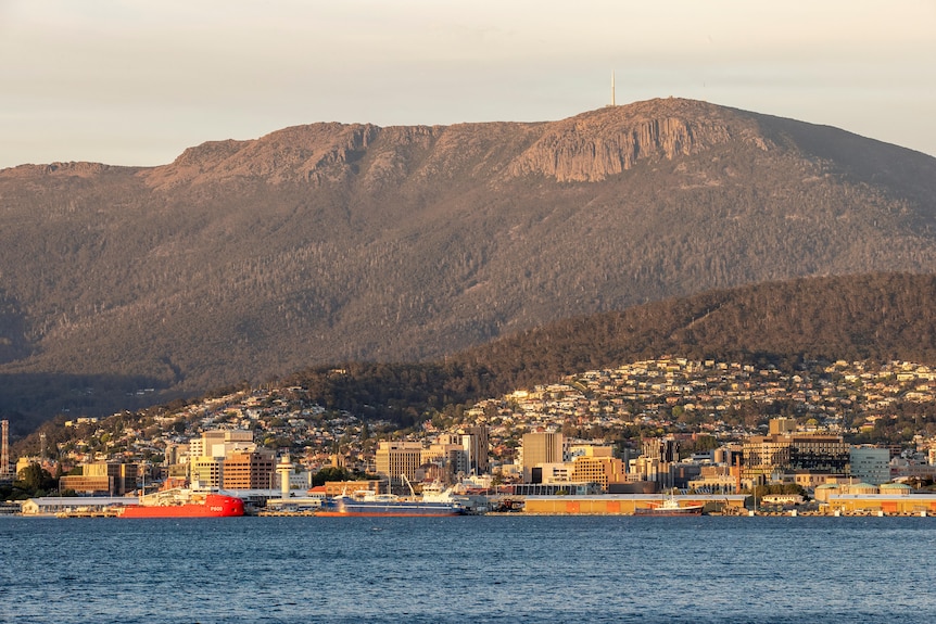 A landscape shot of Hobart from across the water.