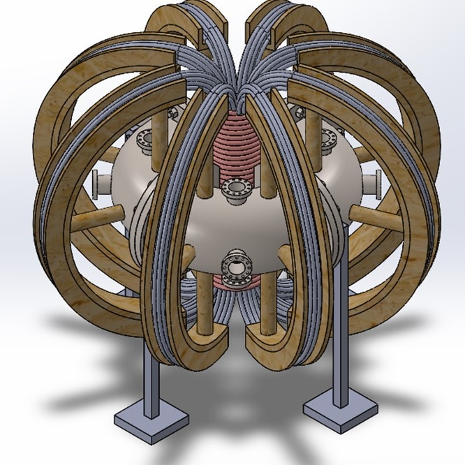 A digital rendering of a nuclear fusion reactor.