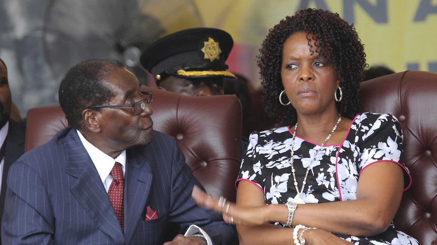 Grace Mugabe sits with Robert Mugabe in Zimbabwe