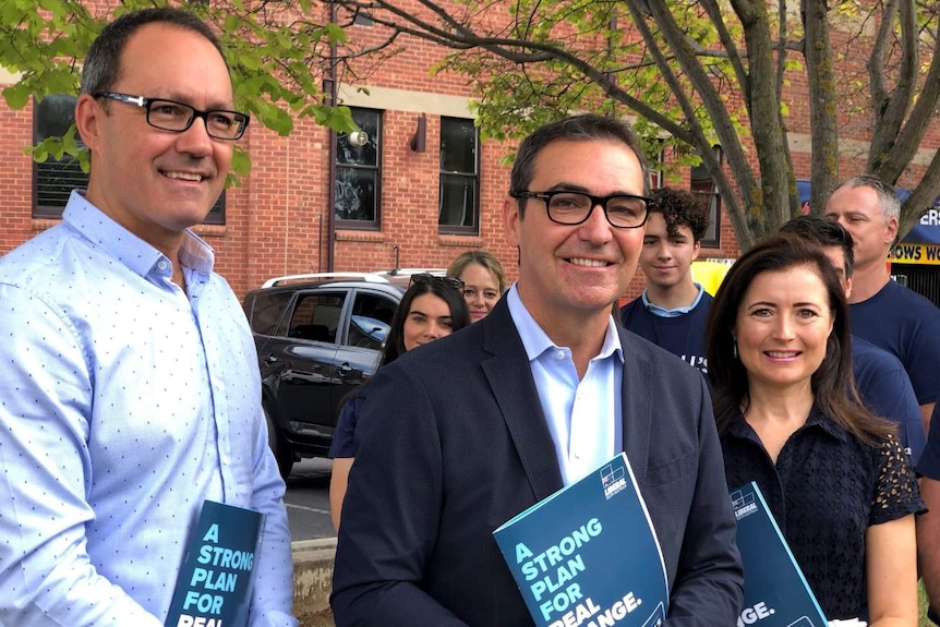 Liberal MPs Corey Wingard, Steven Marshall and Rachel Sanderson.