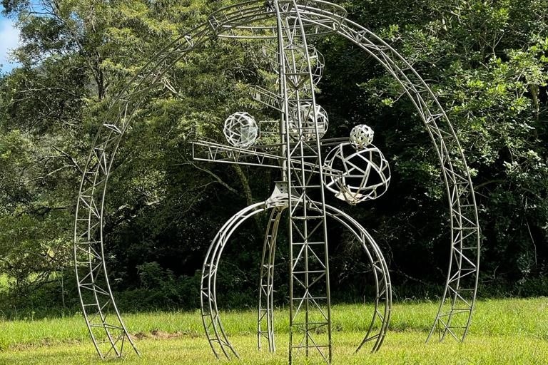 A metal art sculpture.