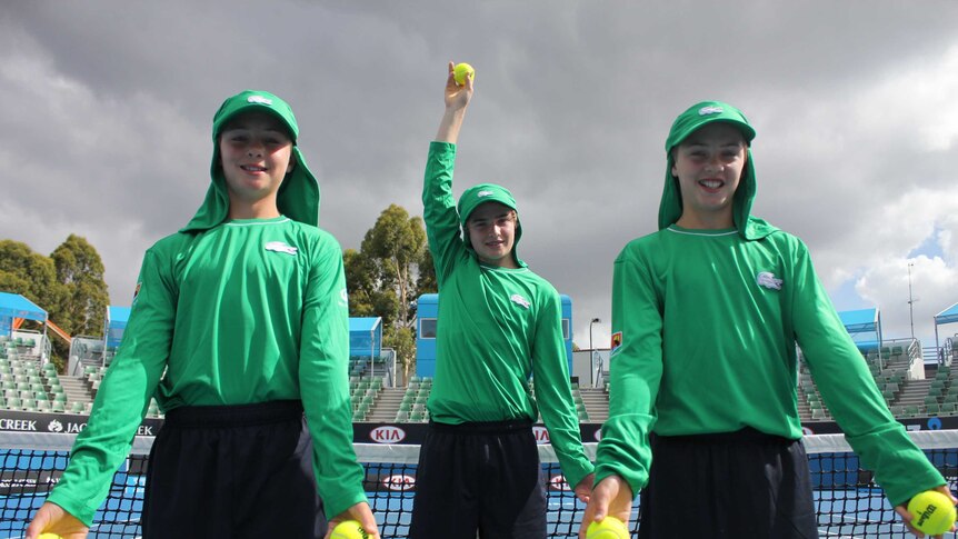 Ball kids prepare for the Australian Open
