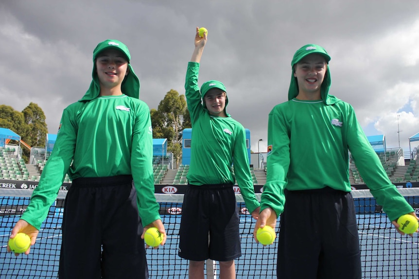 Ball kids prepare for the Australian Open