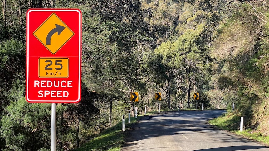 A new speed advisory sign outside Walhalla