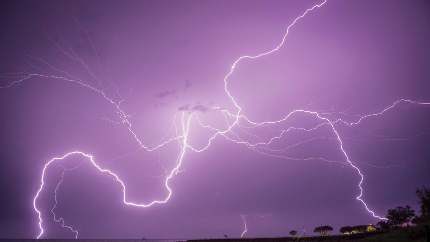 A photo of lightning over Roebuck Bay in Broome