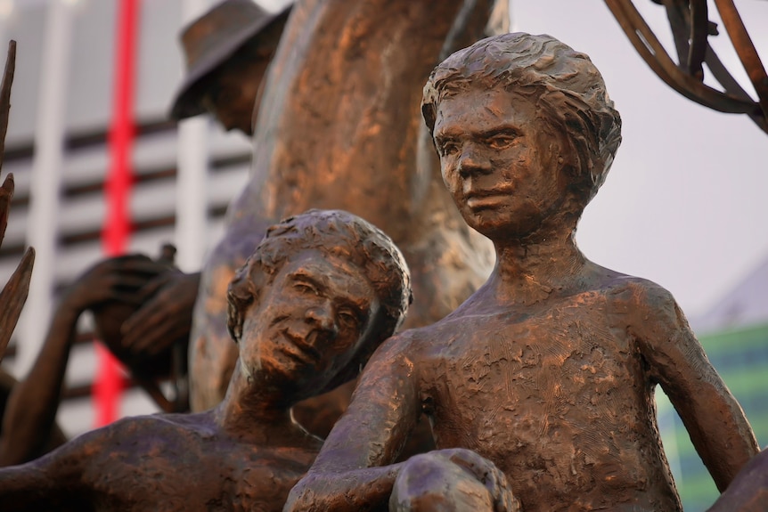 Sculptures of Indigenous children outside Brisbane's City Hall