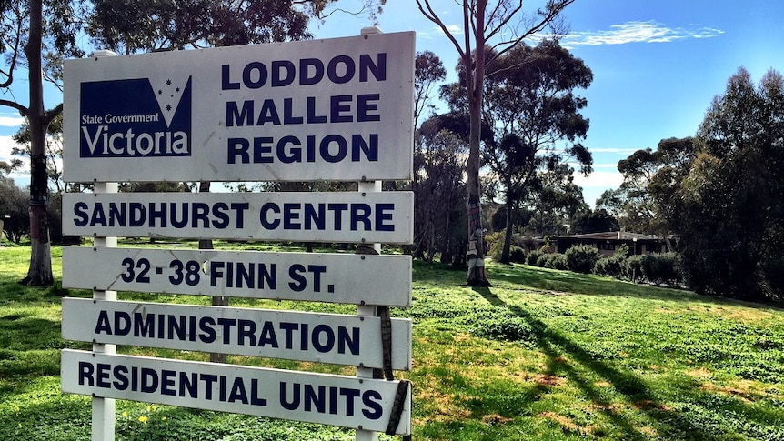 Signage outside Bendigo's institution for the disabled, the Sandhurst Centre.