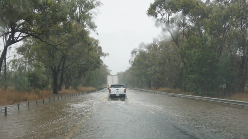 water over double-lane highway
