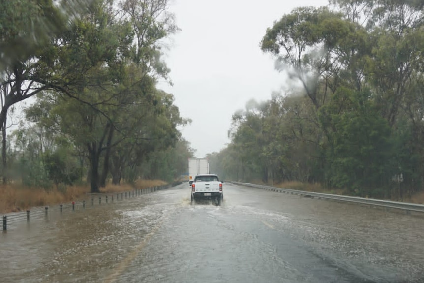water over double-lane highway