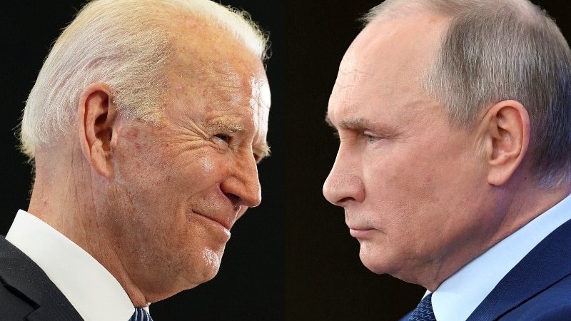 Foto composita di Joe Biden e Vladimir Putin di profilo 