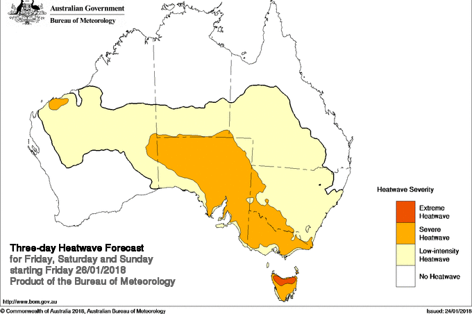 Heatwave forecast for Australia Day long weekend
