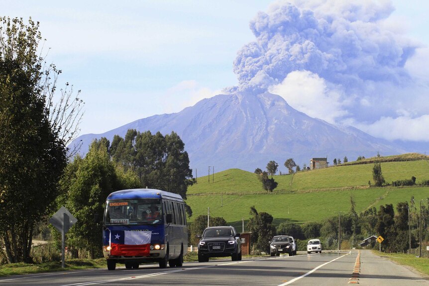 Smoke and ash rise from Calbuco volcano in Puerto Varas