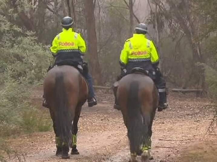 Mounted police taking part in the search for Luke Shambrook