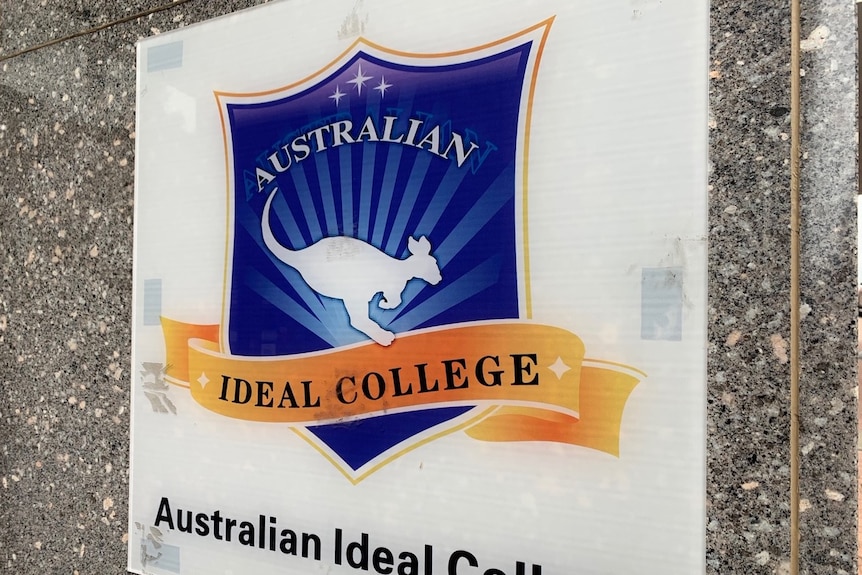 A sign out the front of the Ideal College in Hobart.