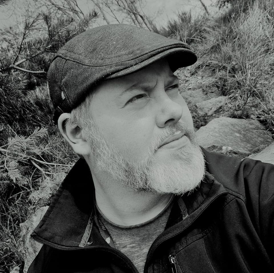 a man black and white 