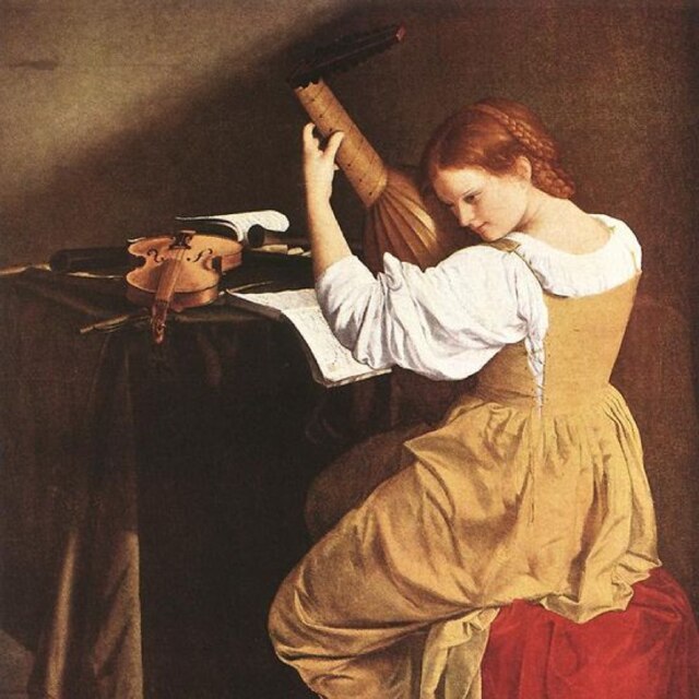 Suonatrice di liuto by Orazio Gentileschi, circa 1626. Wikimedia Commons