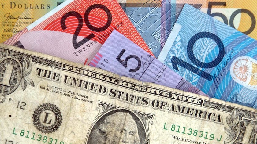 The Australian dollar has fallenl to near-parity with its US counterpart.