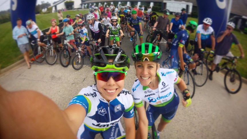 Georgia Baker takes a selfie at a Winery Ride.