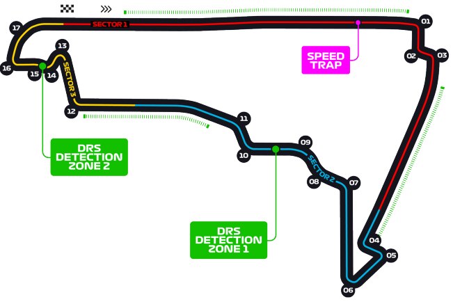 Illustration of the Autódromo Hermanos Rodríguez, hosting the F1 Mexican Grand Prix