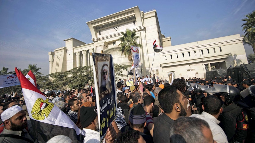 Protesters outside Egypt's Supreme Constitutional Court
