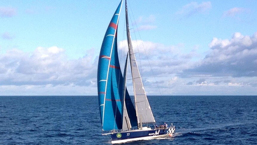 Sydney to Hobart yacht, Black Jack, races down the coast of south east Australia.