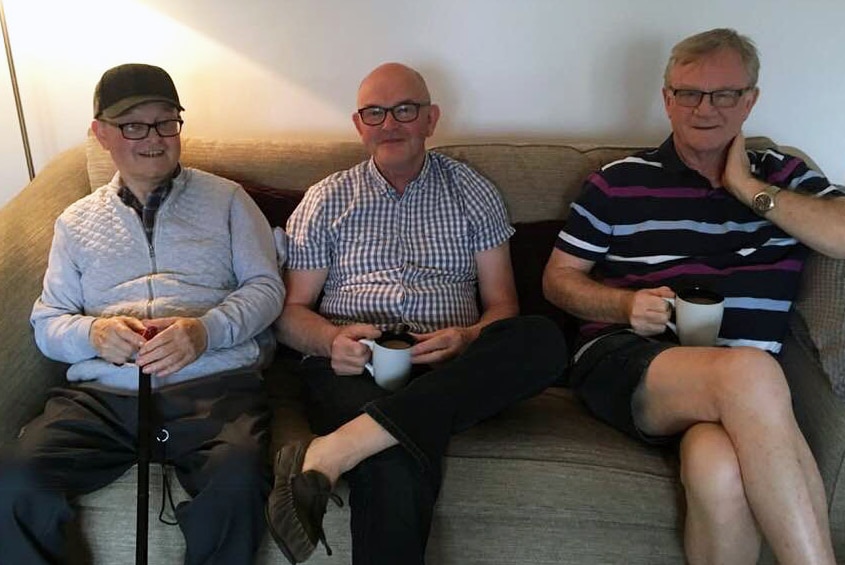 John Glynn with two of his brothers in the UK