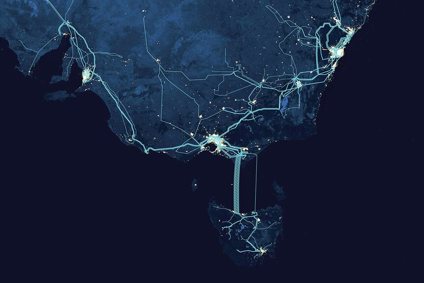 Artist impression of an interstate power network.