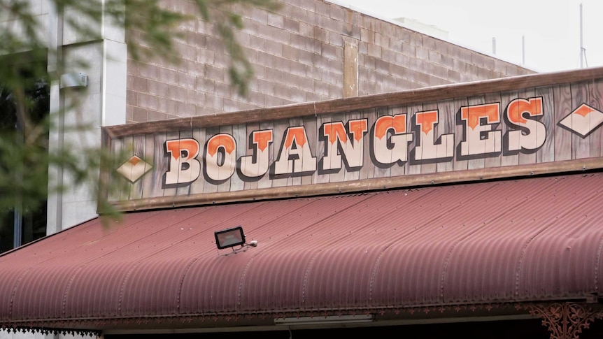 A photo of the Bojangles venue sign in Alice Springs