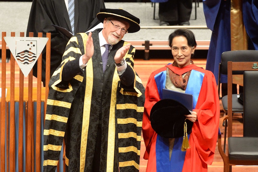 Aung San Suu Kyi received an honorary doctorate from the ANU.