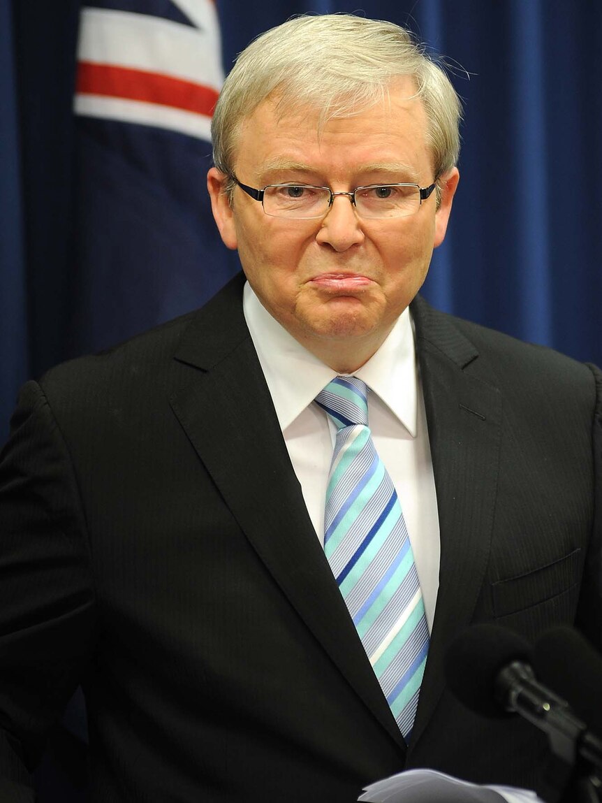 Kevin Rudd speaks to reporters in Brisbane