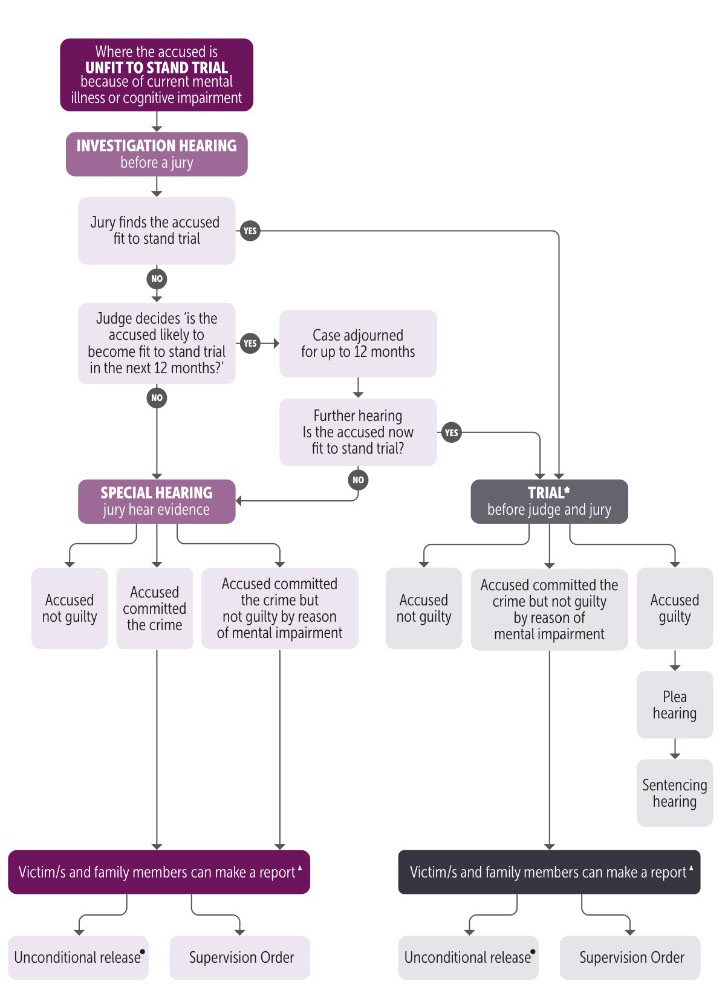 A chart shows the court process in Victoria when a person is unfit to stand trial.