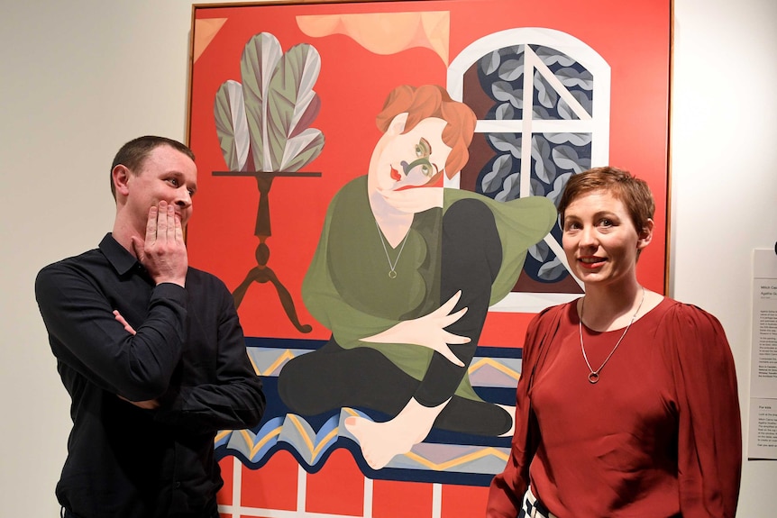 Mitch Cairns, Agatha Gothe-Snape and Archibald winning painting