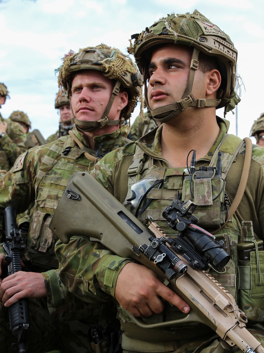 Soldiers from Adelaide's 7th Battalion, Royal Australian Regiment.