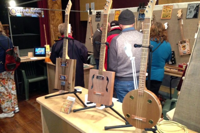 Handcrafted instruments on display at the Tasmanian Craft Fair