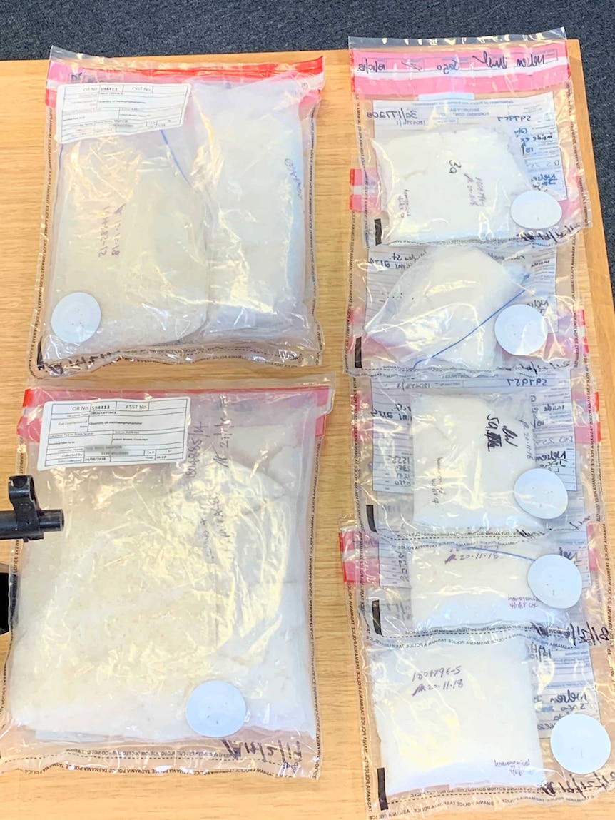Illicit drugs in bags seized in Tasmanian bust, May 2019