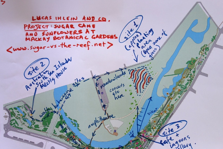 The plan of the sugar versus the reef art project in Mackay