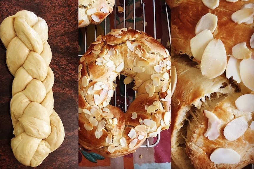 Easter bread on a table.