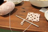 A crochet square in progress