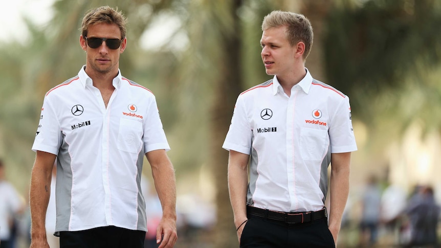 McLaren's Jenson Button and Kevin Magnussen