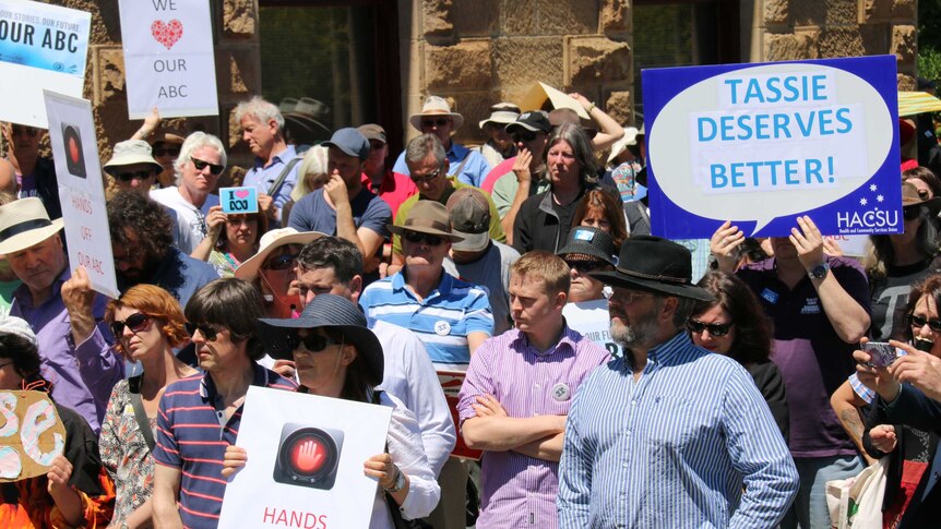 ABC supporters rally in Hobart